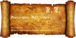 Maninger Nándor névjegykártya